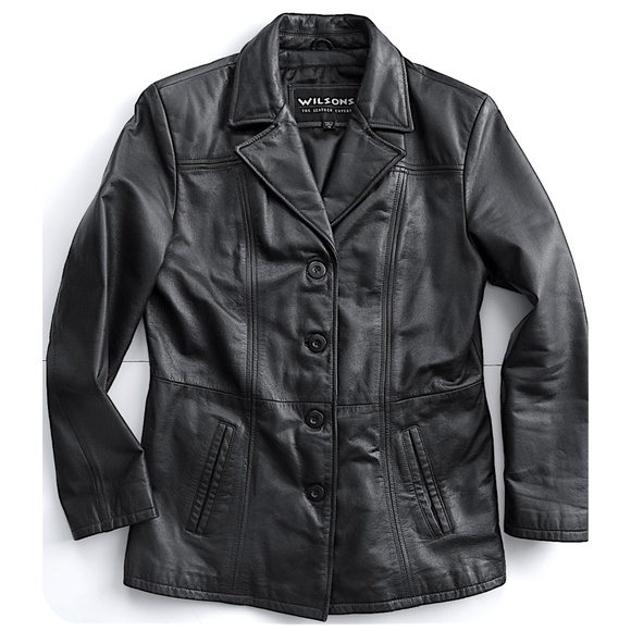 Wilsons Leather Jackets & Blazers - Vintage Wilsons Black Leather Button Jacket Medium